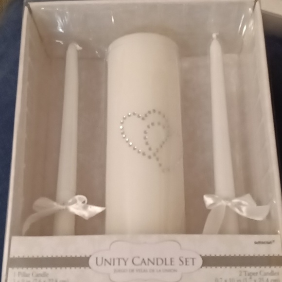 NIB White Hearts Unity Candle Set - Picture 3 of 4